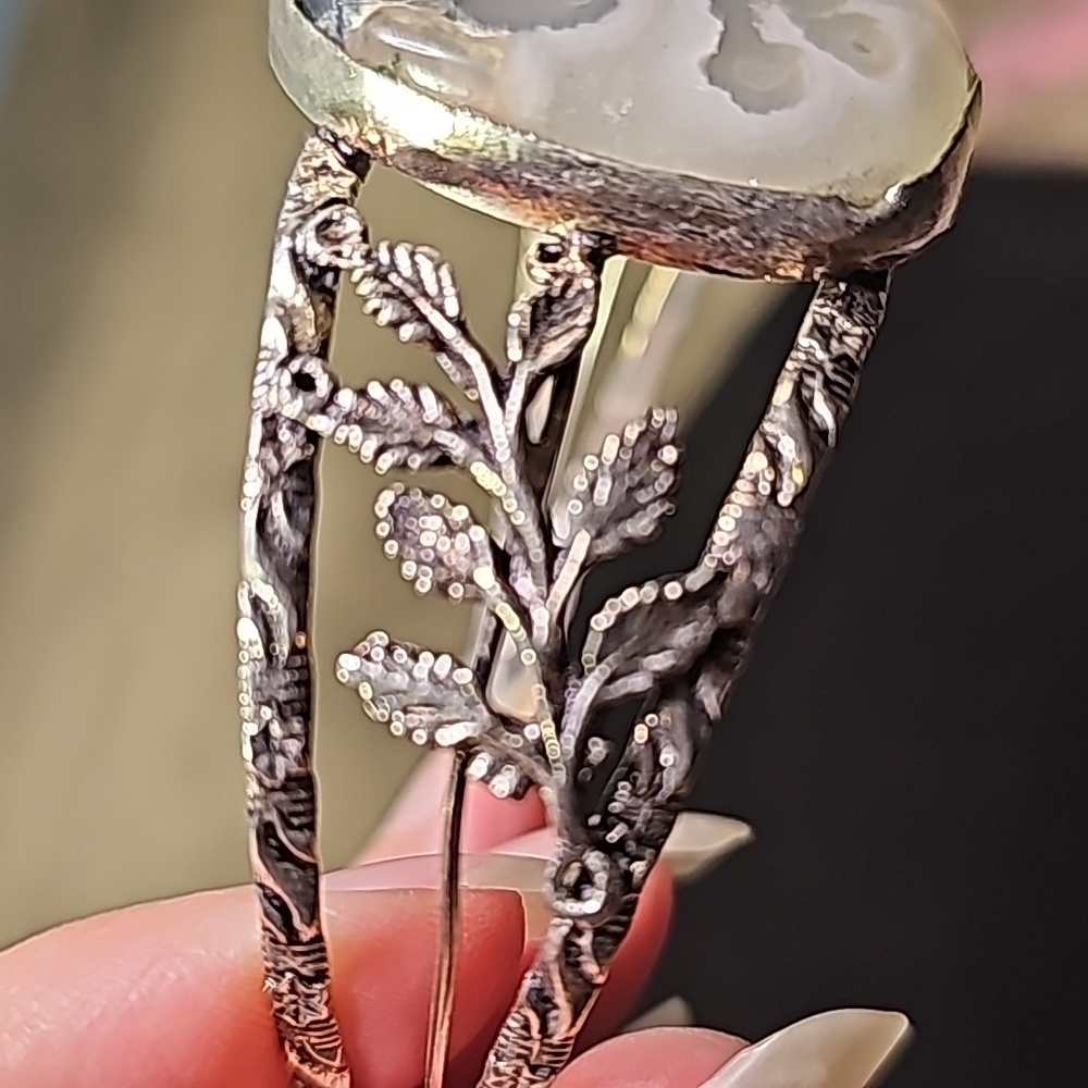 Artisan Crafted Moss Agate Adjustable Tibetan Sil… - image 7